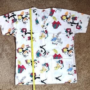 Looney Tunes Christmas Unisex Scrub Top